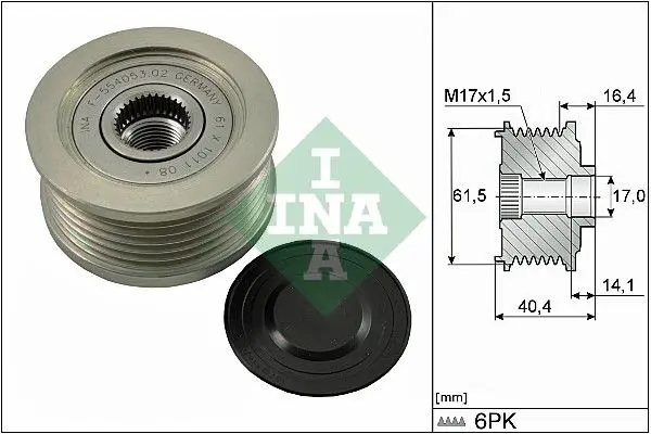Ina 535011510 Шкив генератора OPEL VECTRA C,