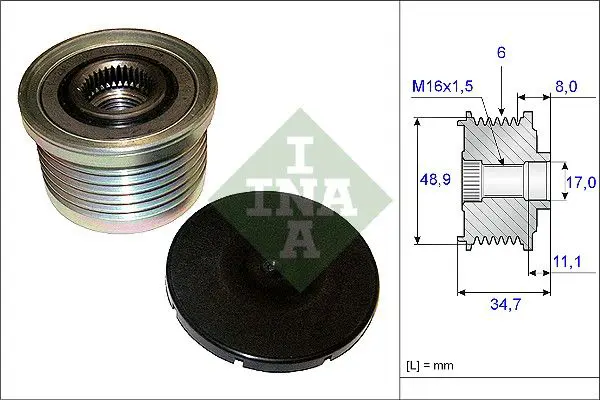 Ina 535008810 Шкив генератора Renault Laguna