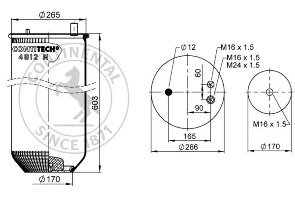 ContiTech 4912 N P08 Bellow, air suspension
