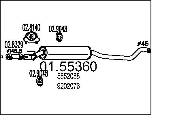 01.55360 Средний глушитель выхлопных