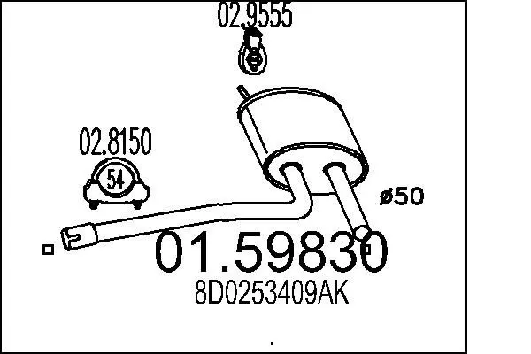 01.59830 Средний глушитель выхлопных