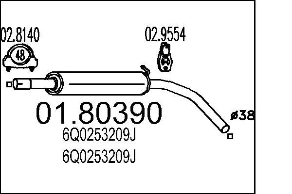 MTS 0180390 Средний глушитель выхлопных