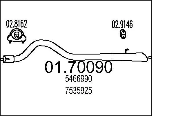 MTS 0170090 Труба выхлопного газа