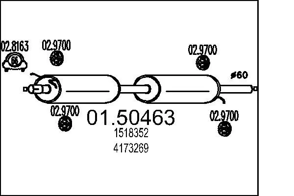 MTS 0150463 Средний глушитель выхлопных