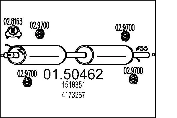 MTS 0150462 Средний глушитель выхлопных