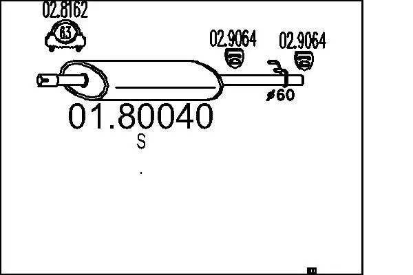 MTS 0180040 Средний глушитель выхлопных