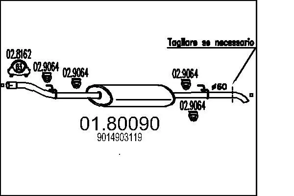 01.80090 Средний глушитель выхлопных