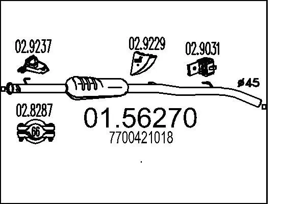 MTS 0156270 Средний глушитель выхлопных