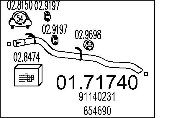 MTS 0171740 Труба выхлопного газа