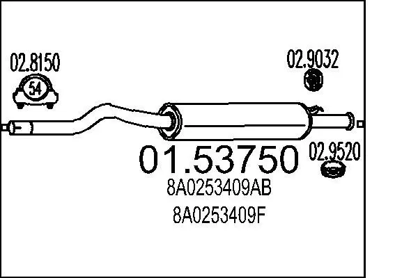 MTS 0153750 Средний глушитель выхлопных