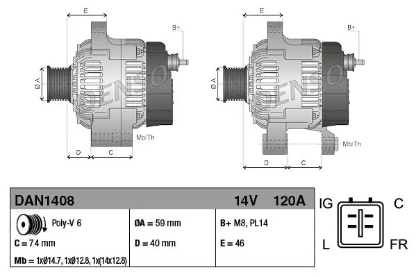 Denso DAN1408 Denso Генератор DAN1408