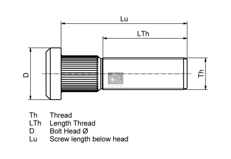 DT Spare Parts 265094 Шпилька колесная M22x1.5,