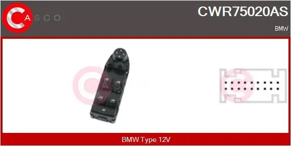 CASCO CWR75020AS Выключатель, стеклолодъемник