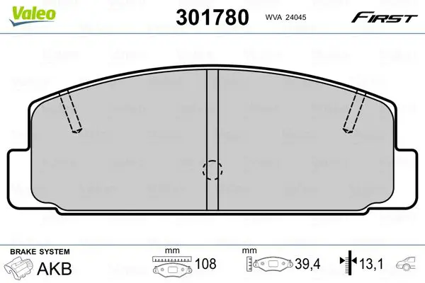 Valeo 301780 Колодки торм.зад.