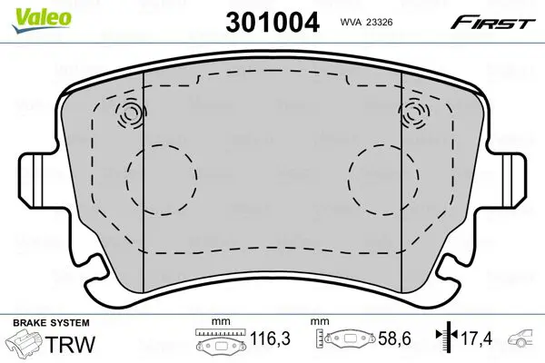 Valeo 301004 Колодки тормозные дисковые