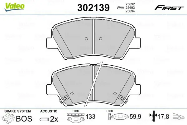 Valeo 302139 К-т дисков. тормоз. колодок