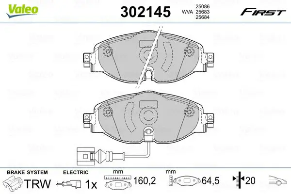Valeo 302145 Колодки тормозные дисковые,