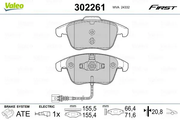 Valeo 302261 Колодки тормозные дисковые