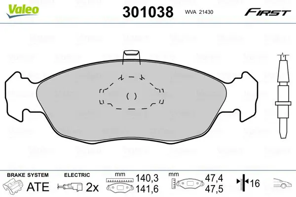 VALEO 301038 Комплект тормозных колодок