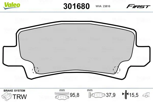 VALEO 301680 Колодки тормозные дисковые зад