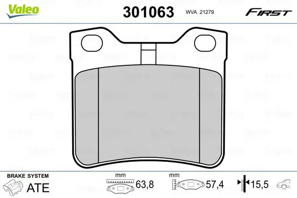 VALEO 301063 Колодки тормозные дисковые