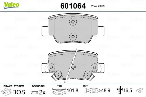 VALEO 601064 Комплект тормозных колодок