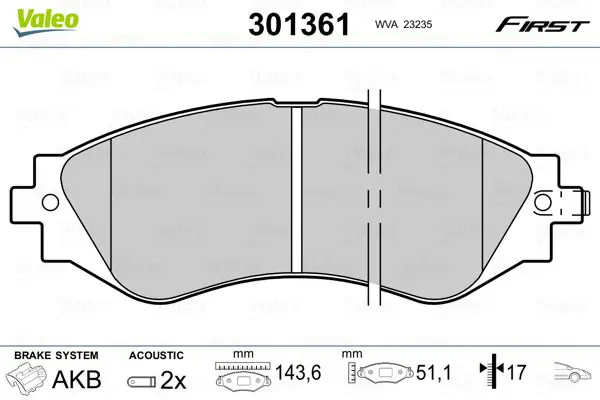 VALEO 301361 Комплект тормозных колодок