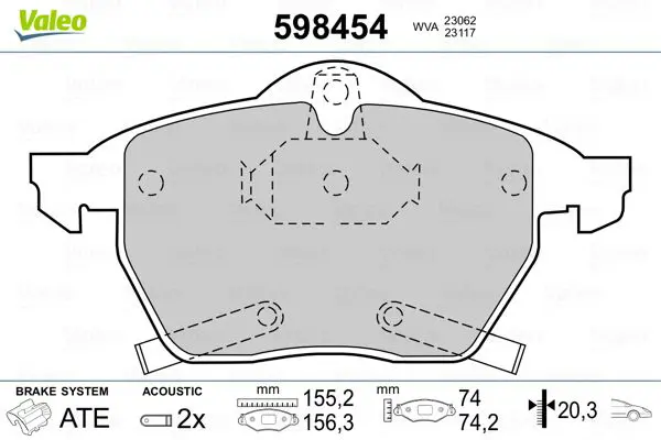 VALEO 598454 Комплект тормозных колодок