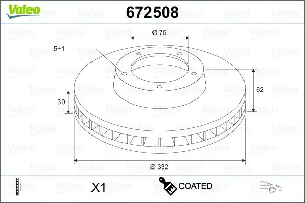 Valeo 672508 Тормозной диск