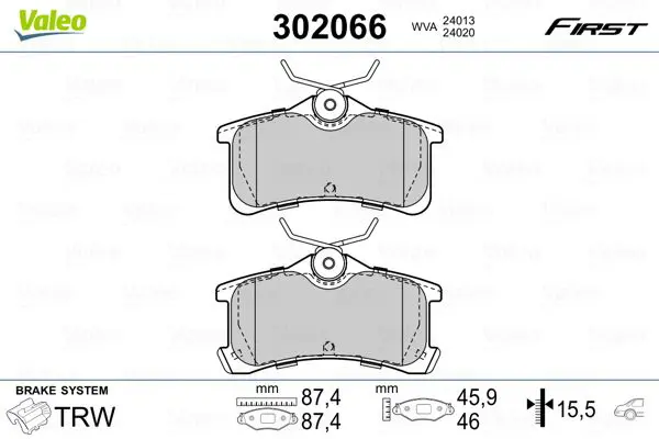 VALEO 302066 Комплект тормозных колодок,