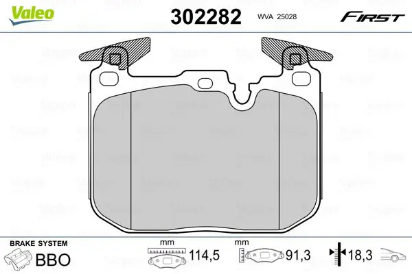 VALEO 302282 Колодки тормозные