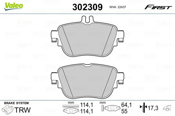 VALEO 302309 Колодки тормозные задние