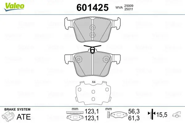 VALEO 601425 Комплект тормозных колодок,