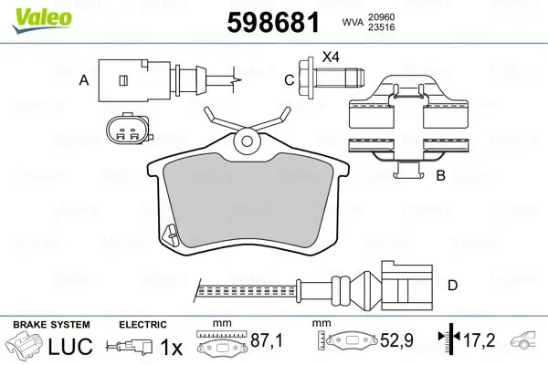 VALEO 598681 Комплект тормозных колодок