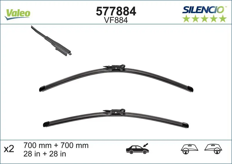 Valeo 577884 Щётки с/о бескаркасные к-кт