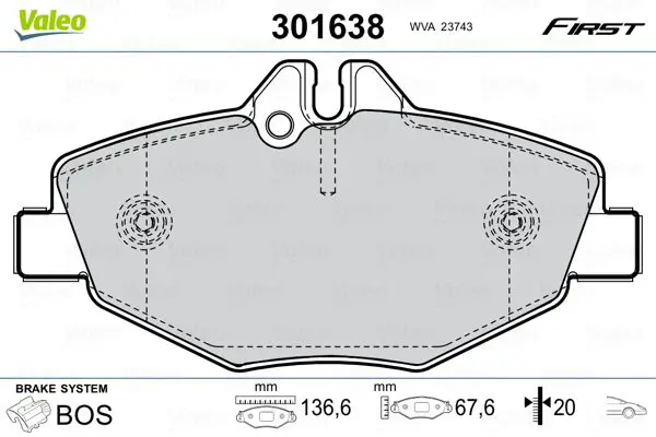 Valeo 301638 Колодки торм. пер.