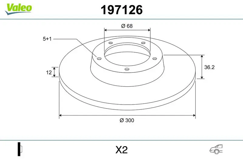 VALEO 197126 Тормозной диск