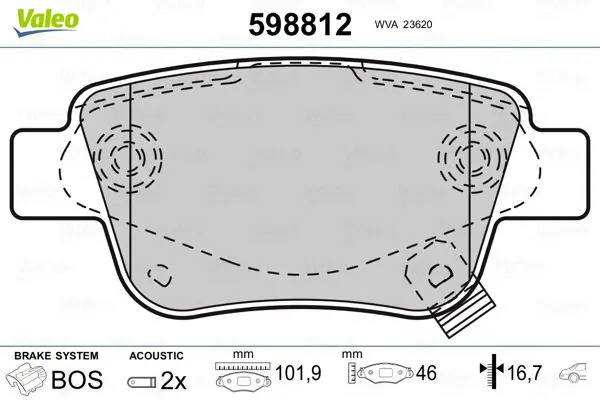 VALEO 598812 Комплект тормозных колодок