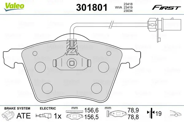 VALEO 301801 Колодки тормозные