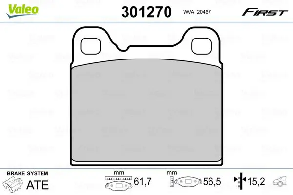 VALEO 301270 Комплект тормозных колодок