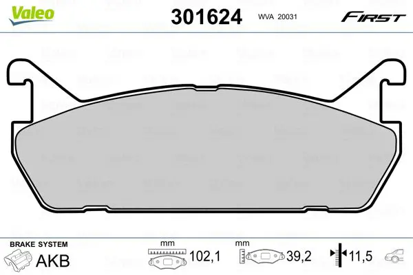 VALEO 301624 Комплект тормозных колодок