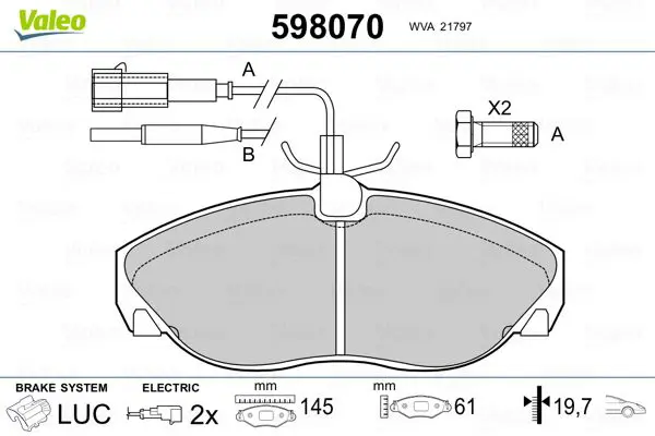 598 070 Колодки тормозные CITROEN