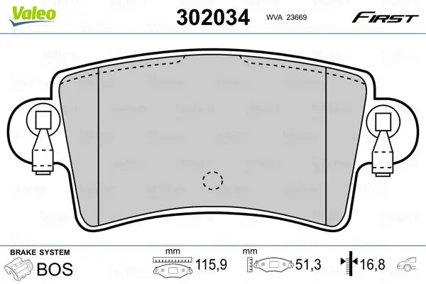 VALEO 302034 Колодки тормозные