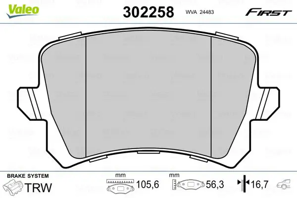VALEO 302258 Колодки тормозные