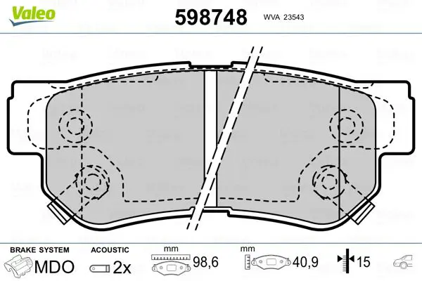 VALEO 598748 Комплект тормозных колодок