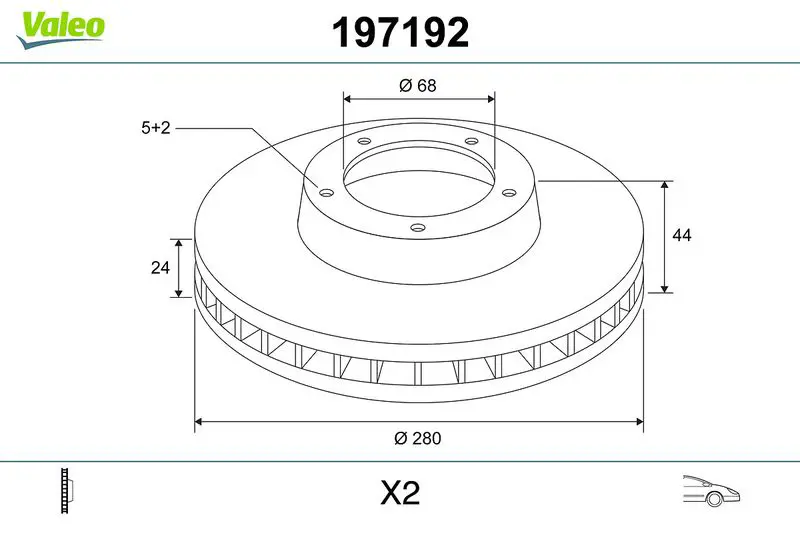 VALEO 197192 Комплект тормозных дисков (2