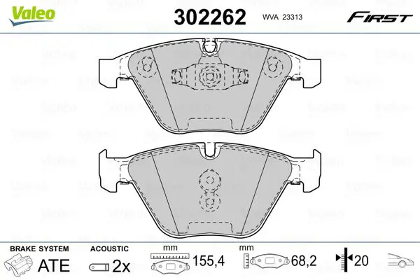 VALEO 302262 Колодки тормозные