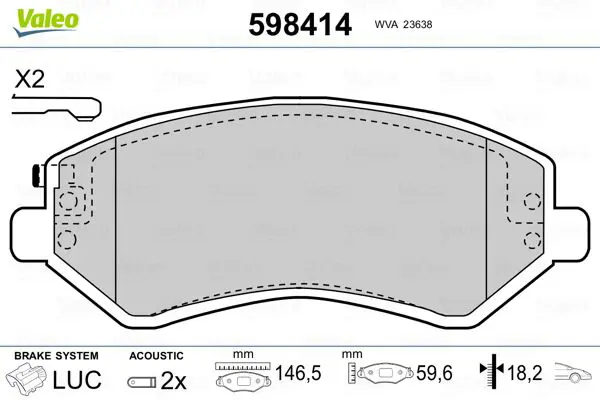 VALEO 598414 Комплект тормозных колодок