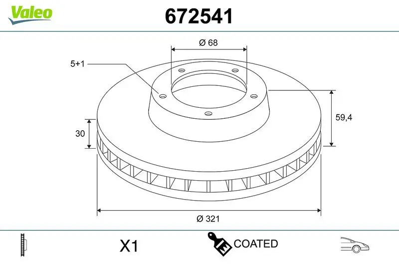 VALEO 672541 Тормозной диск