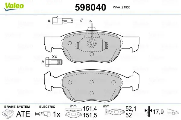 598040 Комплект тормозных колодок